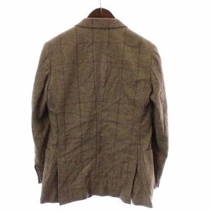 PAUL SMITH 英国製 テーラードジャケット アウター ウール シングル 2B 背抜き サイドベンツ チェック M 茶色 ブラウン ピンク