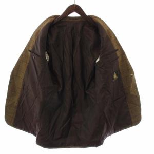 LANVIN テーラードジャケット アウター カシミヤ シングル 2B 総裏地 肩パッド チェック R46-44 M 茶色 ブラウン