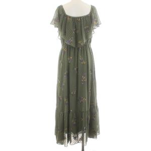 Diagram GRACE CONTINENTAL ドットシフォンフラワーワンピース オフショルダー ロング シアー 刺繍 花柄 36 S グリーン 緑 GY18