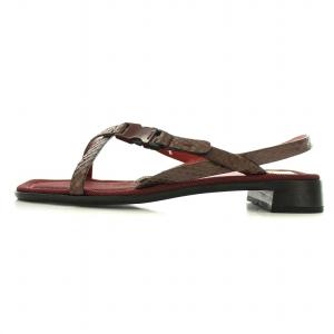 PRADA サンダル パイソン レザー 34.5 22.5cm 紫 パープル 茶 ブラウン