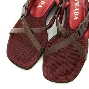 PRADA サンダル パイソン レザー 34.5 22.5cm 紫 パープル 茶 ブラウン