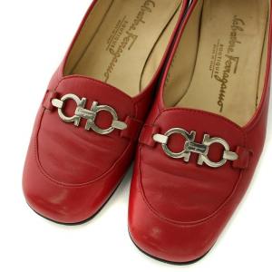 Salvatore Ferragamo パンプス ガンチーニ レザー 6.5 24.5cm 赤 レッド
