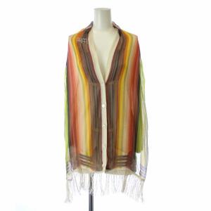 カーディガン シルク シフォンストール付き フリンジ 44 L マルチカラー