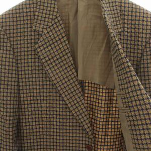 LANVIN PARIS テーラードジャケット シングル 千鳥格子柄 ツイード生地 ウール 黄 イエロー