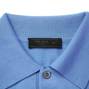 PRADA セーター 薄手 ニット ポロシャツ 長袖 46 M 水色 スカイブルー