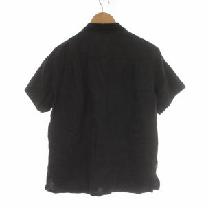 MARGARET HOWELL 2019年製 シャツ カットソー 半袖 襟ニット 切替 麻 リネン 絹 シルク混 M グレー