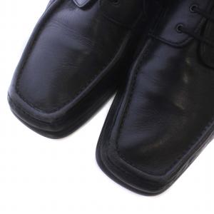 BALLY スイス製 ビジネスシューズ レザー スクエアトゥ ロゴ US7.5 25.5cm 黒 ブラック