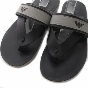 ARMANI JEANS サンダル トング レザー 42 26cm 黒 ブラック