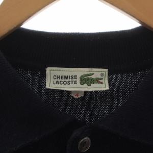LACOSTE ポロシャツ 半袖 ニット ロゴワッペン 4 M 紺 ネイビー