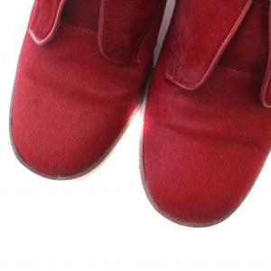 MIHARA YASUHIRO パンプス ハラコ ラウンドトゥ チャンキーヒール ベルト 35.5 23.5cm 赤 レッド