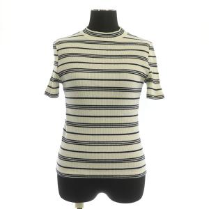 RHC リブニット カットソー 半袖 ボトルネック ボーダー XS 白 紺 ホワイト ネイビー