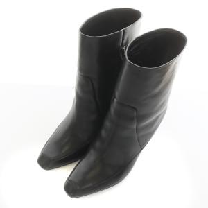 alexanderwang ショートブーツ レザー ウェッジソール スクエアトゥ サイドジップ EU36 23cm 黒 ブラック GY18