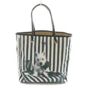 ANYA HINDMARCH BE A BAG ハンドバッグ トートバッグ プリント 犬 ドッグ ストライプ柄 緑 グリーン 白 ホワイト GY18