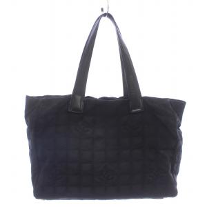 CHANEL ニュートラベルラインMM トートバッグ ナイロン キャンバス オープントップ ロゴ ブラック