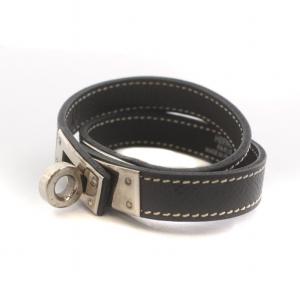 HERMES ケリー ドゥブルトゥール ブレスレット 2連 レザー ダークブラウン