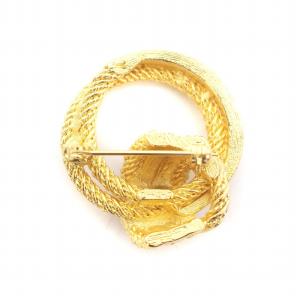 Christian Dior ピンブローチ アクセサリー ロープ ラインストーン サークル ゴールド色 GY10