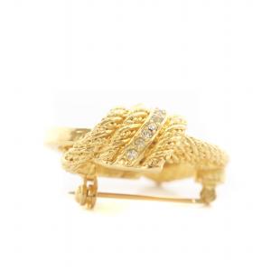 Christian Dior ピンブローチ アクセサリー ロープ ラインストーン サークル ゴールド色 GY10