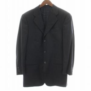 ARMANI COLLEZIONI セットアップ スーツ ジャケット パンツ ウール 3B 総裏地 ストライプ 2C66AM 46 M ブラック 黒 GY18