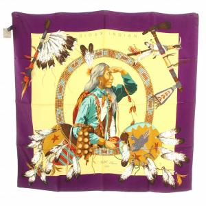 90‘S 1990 SIOUX INDIAN ヴィンテージ スカーフ 大判 総柄 シルク ネイティブ