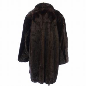 SAGA MINK 銀サガ コート ミンクファー ダーク ロング 毛皮 花柄刺繍 11 L 茶 ブラウン