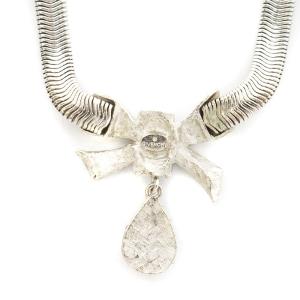 GIVENCHY ネックレス ペンダント リボン ティアドロップ ストーン ジルコニア シルバー色 黒 ブラック GY11