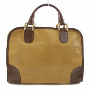 LOEWE アマソナ 32 ハンドバッグ ミニボストン レザー アナグラム 型押し マスタード 茶 ブラウン