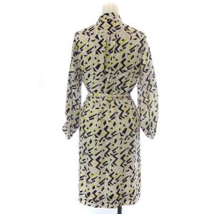 DIANE von FURSTENBERG シアー ワンピース 長袖 ひざ丈 絹 シルク 総柄 リボン 2 M マルチカラー