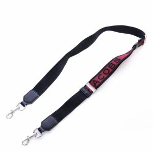 MARC JACOBS ショルダーストラップ キャンバス バッグ用 ロゴ 総柄 シルバー金具 黒 ブラック ピンク