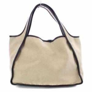 STELLA McCARTNEY ハンドバッグ キャンバス レザー ポーチ付き ロゴ マグネット ベージュ 黒 ブラック