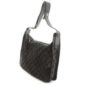 GUCCI トートバッグ ワンショルダー GGキャンバス レザー 黒 ブラック 4205