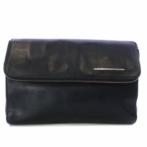 ドキュメントケース クラッチバッグ セカンドバッグ レザー マグネット ロゴ 黒 ブラック