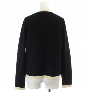 CHANEL ニットカーディガン カシミヤ プレートロゴ 36 ブラック