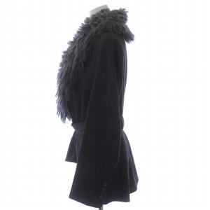 Ermanno Scervino テーラード ジャケット ファー ベビーアルパカ ウール ファー ベルト付き フリル 44 XL グレー