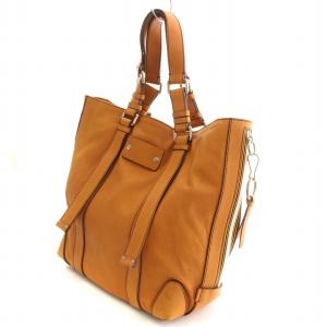 Chloe トートバッグ ロゴ スタッズ レザー 本革 茶 ブラウン