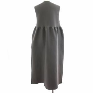 UNITED ARROWS 23SS P ノースリーブ ワンピース ひざ丈 ペプラム メタルドットボタン F グレー