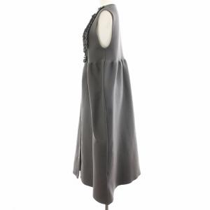 UNITED ARROWS 23SS P ノースリーブ ワンピース ひざ丈 ペプラム メタルドットボタン F グレー