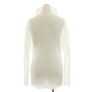 PLEATS PLEASE ISSEY MIYAKE プリーツ ブラウス カットソー ハイネック 長袖 3 L 白 ホワイト PP07-JK602 GY18