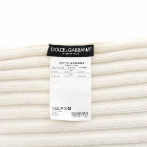 DOLCE&GABBANA イタリア製 ニットマフラー カシミヤ リブ ストール 白 ホワイト GY11