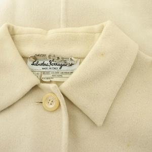 Salvatore Ferragamo ステンカラーコート ミディアム丈 ウール イタリア製 I40 アイボリー