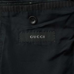 GUCCI ピークドラペル フォーマル テーラードジャケット シングル ストライプ 黒 ブラック CTX55260G