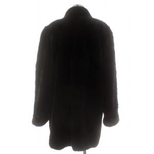 SAGA MINK 金サガ ファーコート 毛皮 ダークミンク ハーフ 11 L 黒 ブラック