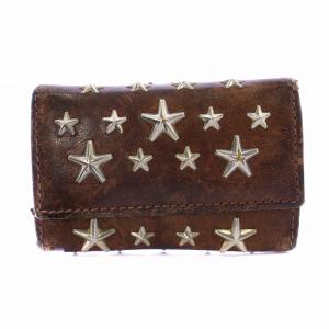 ネプチューン NEPTUNE 6連 キーケース カーフ レザー 本革 スター スタッズ キーリング付 茶 ブラウン