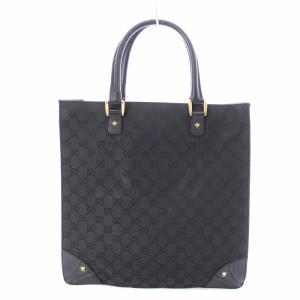 GUCCI ハンド トートバッグ GGキャンバス レザー ロゴ 総柄 スタッズ 黒 ブラック