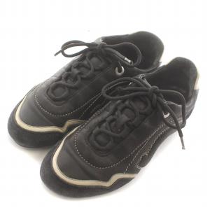 Salvatore Ferragamo スニーカー シューズ レザー スエード 5.5 23.5?p 黒 ブラック 2836