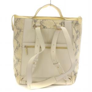 COLE HAAN リュックサック ハンドバッグ ショルダー 3WAY デイパック レザー パイソン柄 白 ホワイト 黄色 イエロー