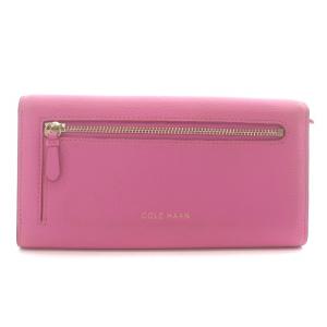 COLE HAAN 長財布 二つ折り パスケース付き ロゴ レザー ピンク