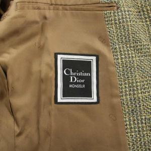 Christian Dior ムッシュ MONSIEUR ヴィンテージ 80s 90s テーラードジャケット 3B 総裏地 ウール チェック L 緑 グリーン