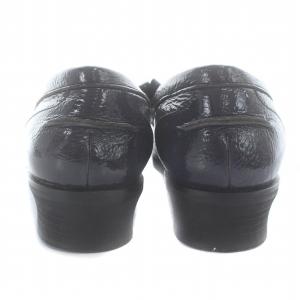 FACETASM ローファー スリッポン ラウンドトゥ レザー エナメル加工 フリンジ タッセル ミラーカラー 37.5 24.5cm 濃紺