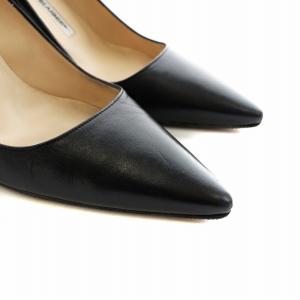MANOLO BLAHNIK パンプス ピンヒール ポインテッドトゥ レザー 35.5 22.5cm 黒 ブラック GY18