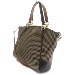 COACH トートバッグ ショルダー 2WAY キャンバス 黒 ブラック 茶 ブラウン F27576